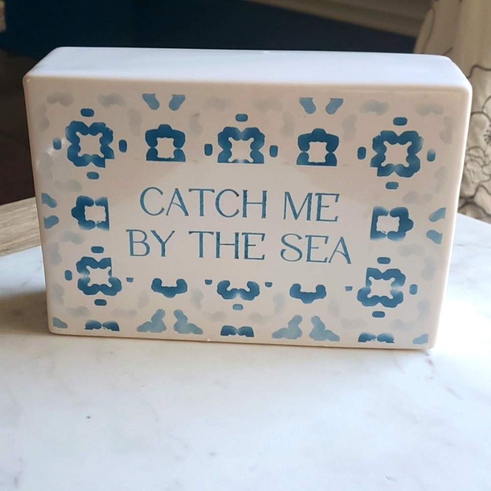 Catch Me By The Sea Nautical Beach Ceramic Decor Blue White New